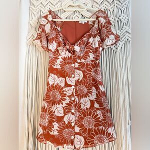 Madewell  Tie-Front Mini Dress in Sunflower Season - Size 00 EUC